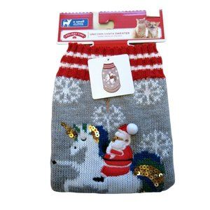 Unicorn Santa Sweater Pet Dog Cat Size X-Small Chihuahua Miniature Poodle